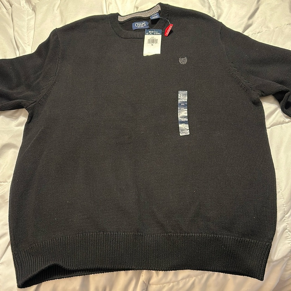 Chaps American Black Sweater. New with tags. XL
